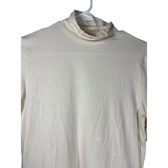 Lauren Ralph Lauren Women’s Mock Neck Top Ivory Cream M Elbow Sleeve Minimalist - Picture 3 of 10